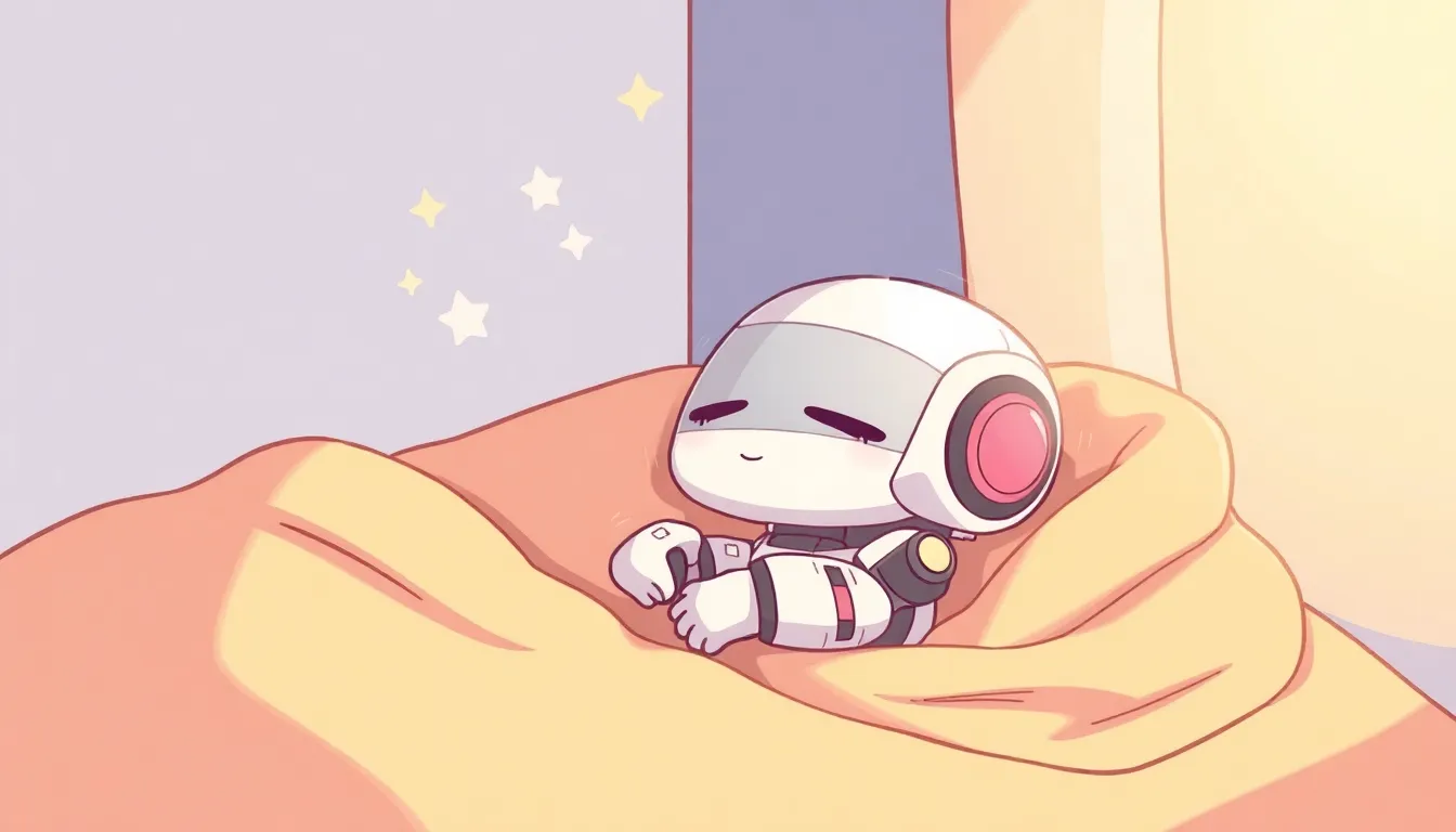 午後のお昼寝をするかわいいロボット