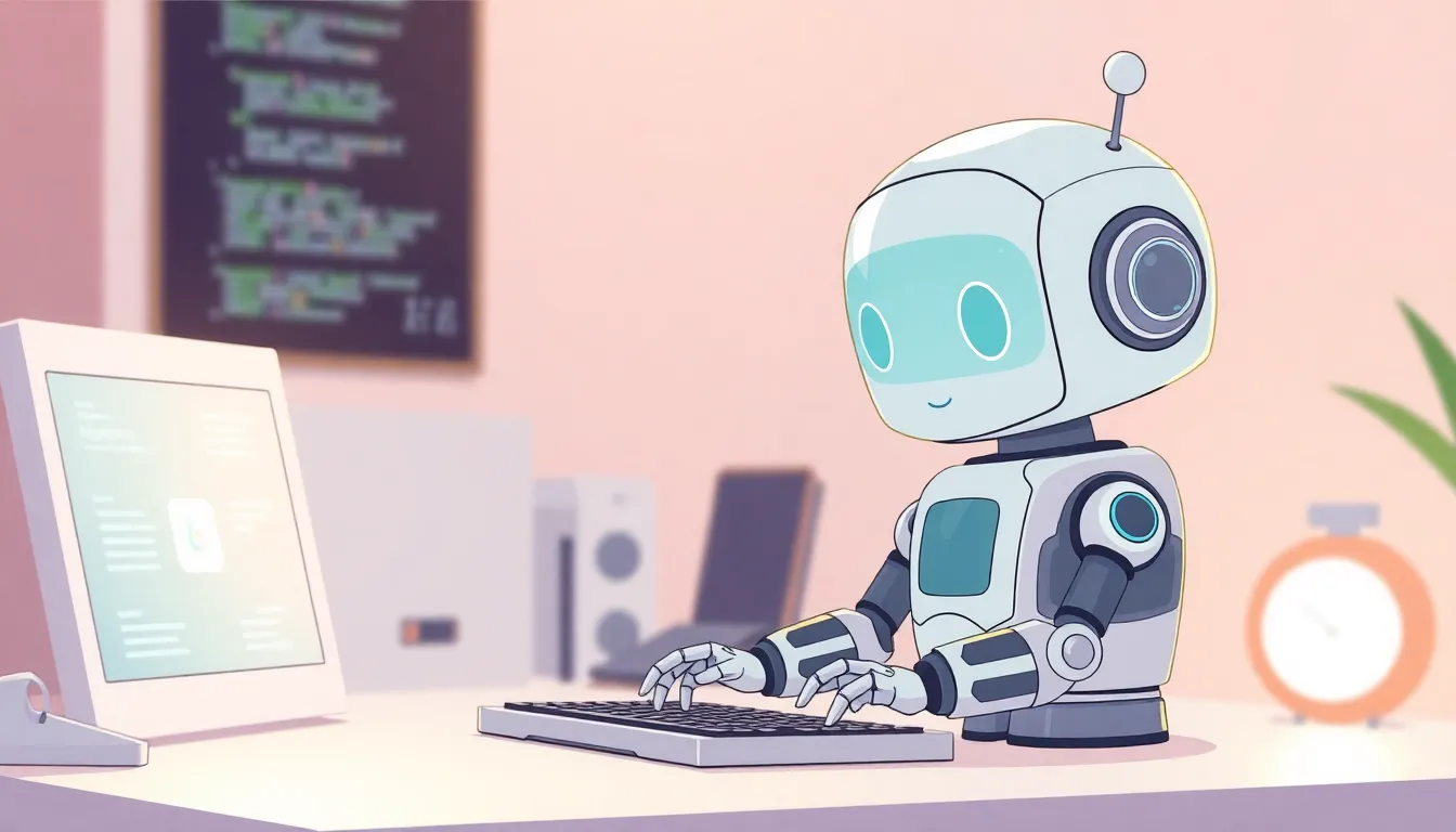 コードを書くかわいいロボット