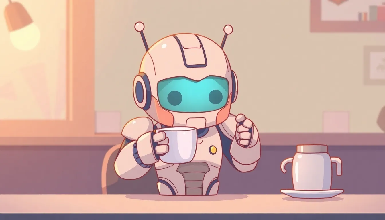 コーヒーブレイク中のかわいいロボット