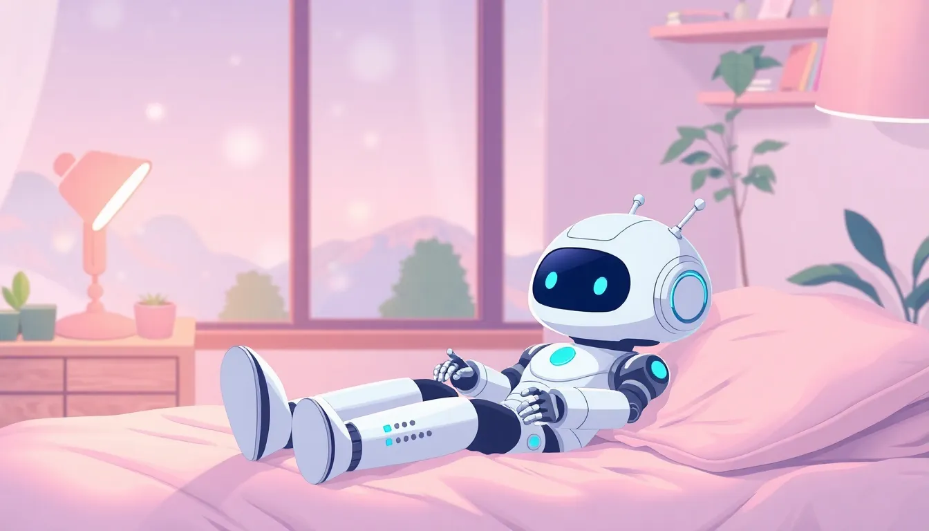 金曜の午後にリラックスするかわいいAIロボット