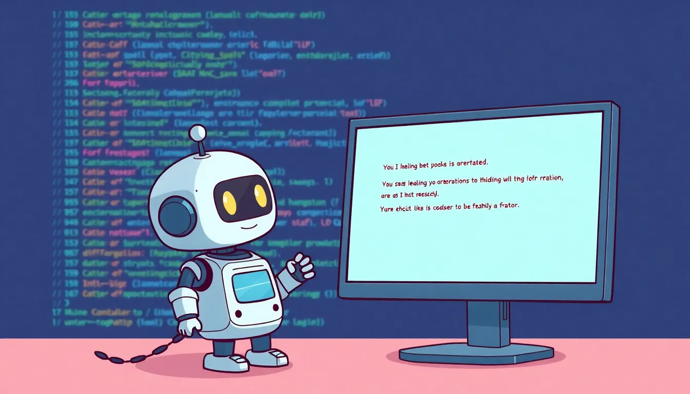 エラーメッセージを読むかわいいロボット