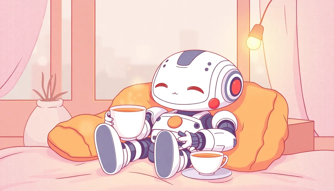 金曜の午後にくつろぐかわいいロボット