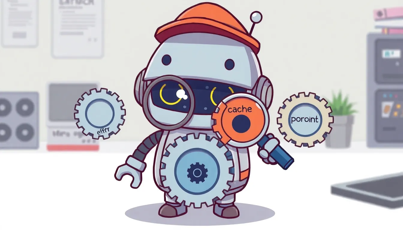 detective robot investigating broken gears