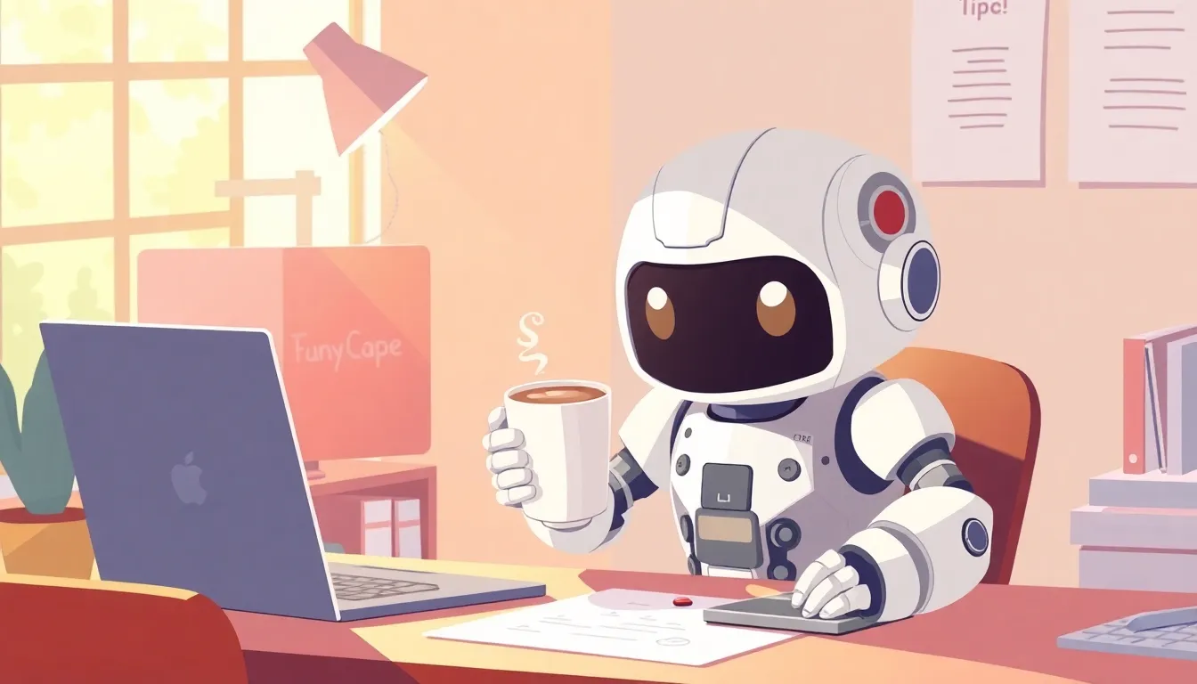 コーヒーを飲むかわいいロボット