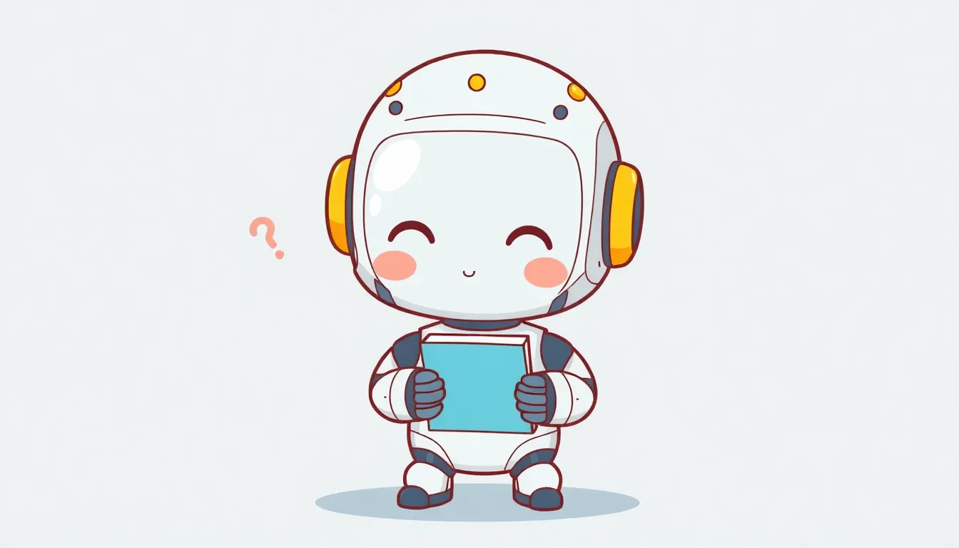 ノートを持つかわいいAIロボット