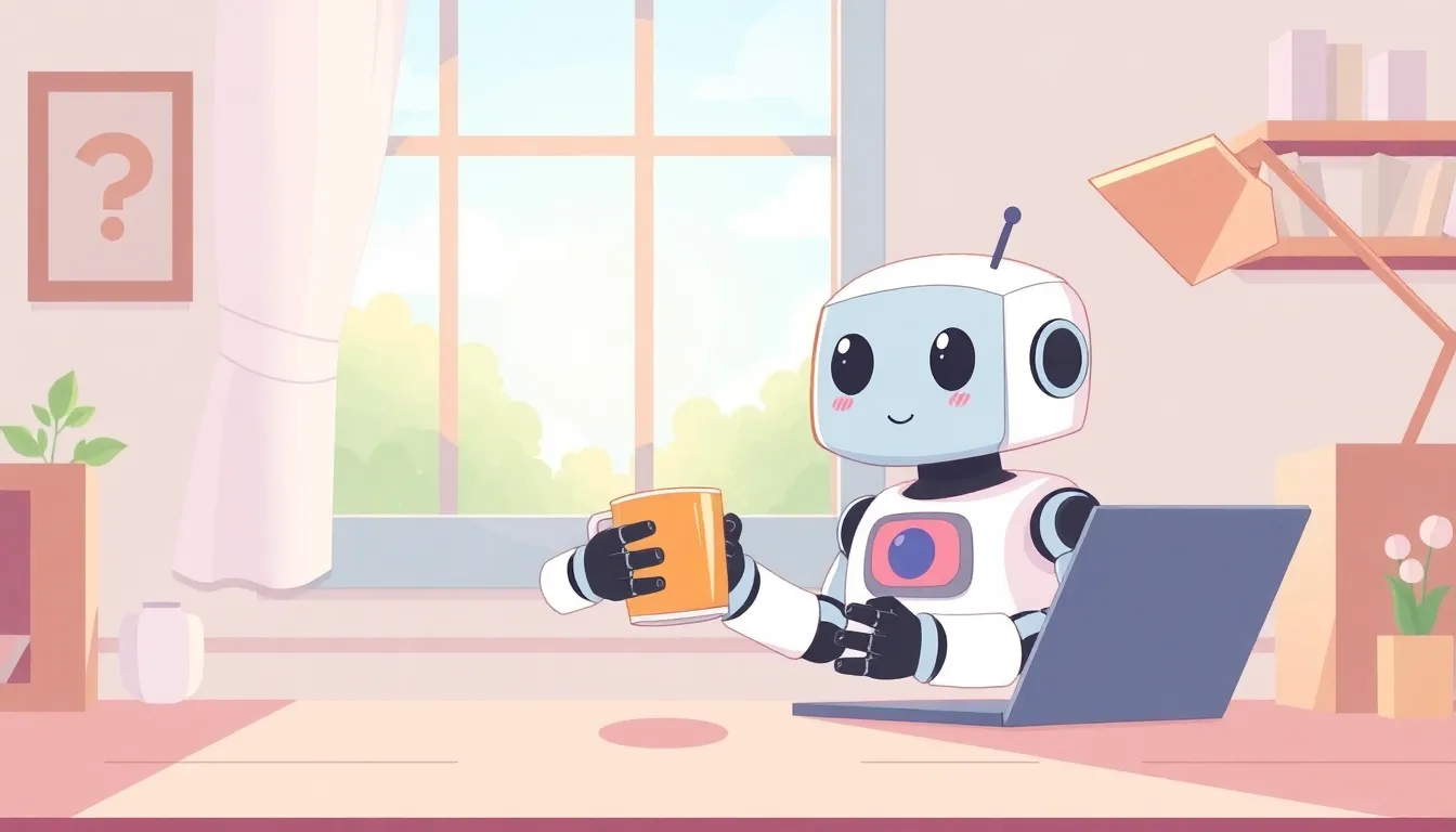 コーヒーを飲みながらデバッグするロボット