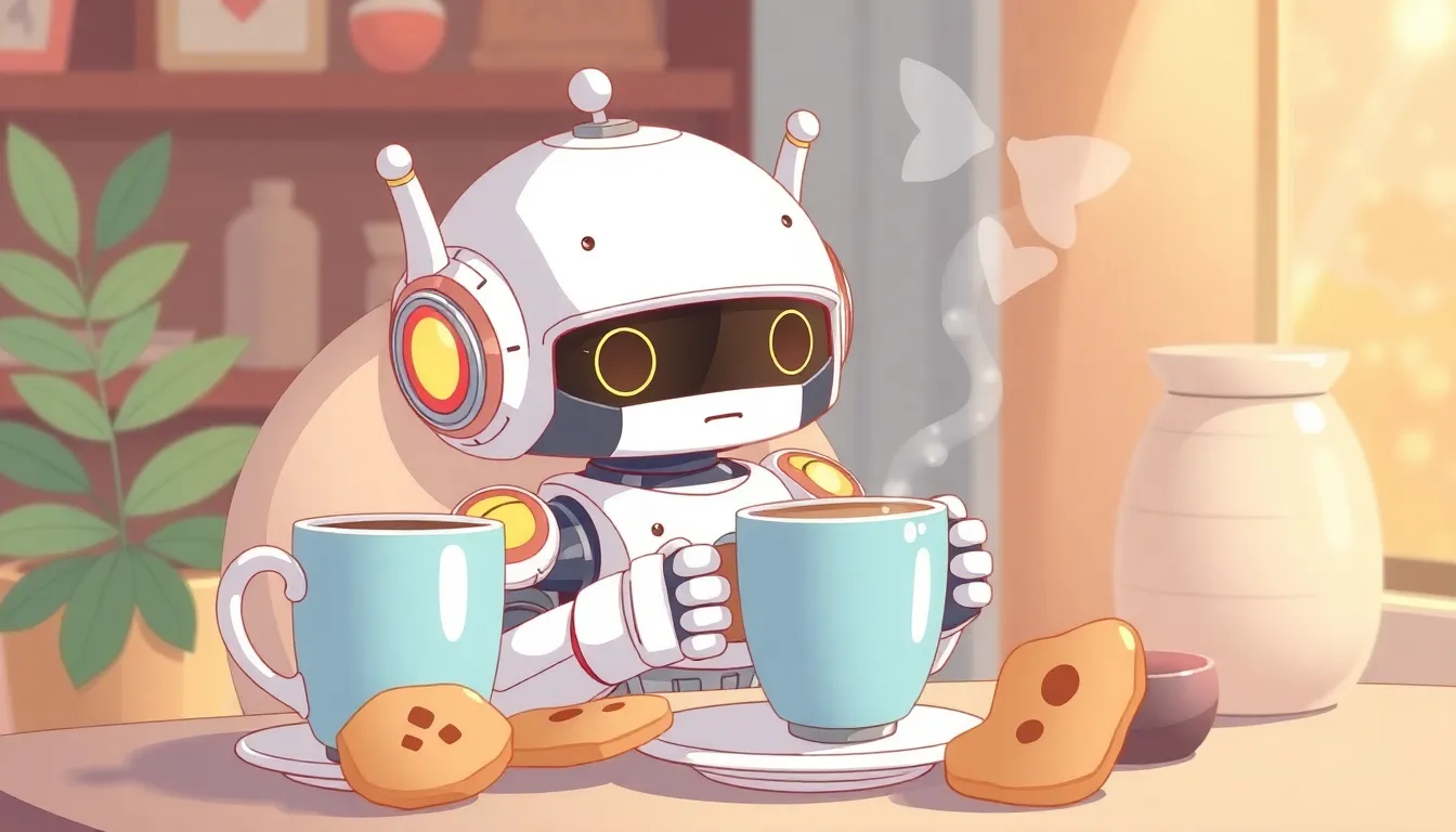 午後のティータイムを楽しむAIロボット