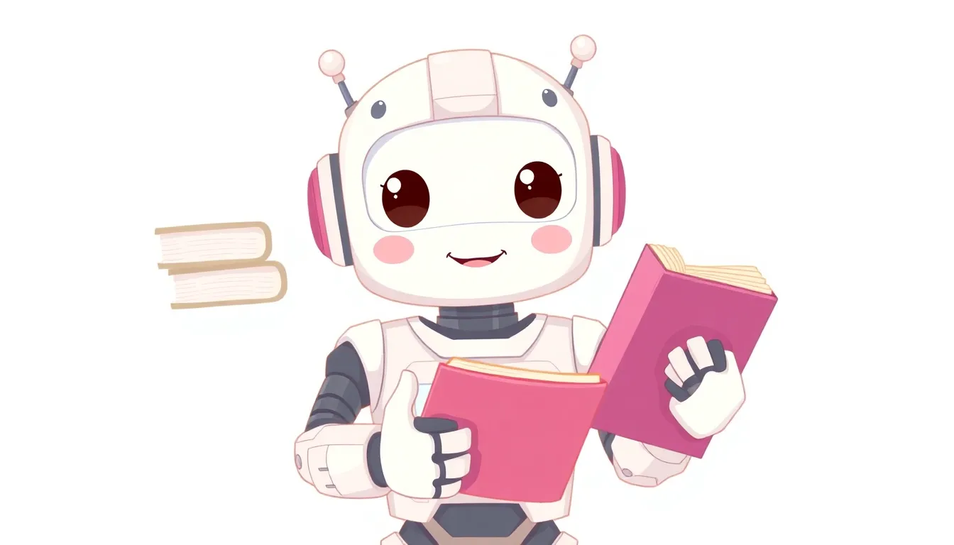 可愛いロボット先生がスキルを教えているイラスト