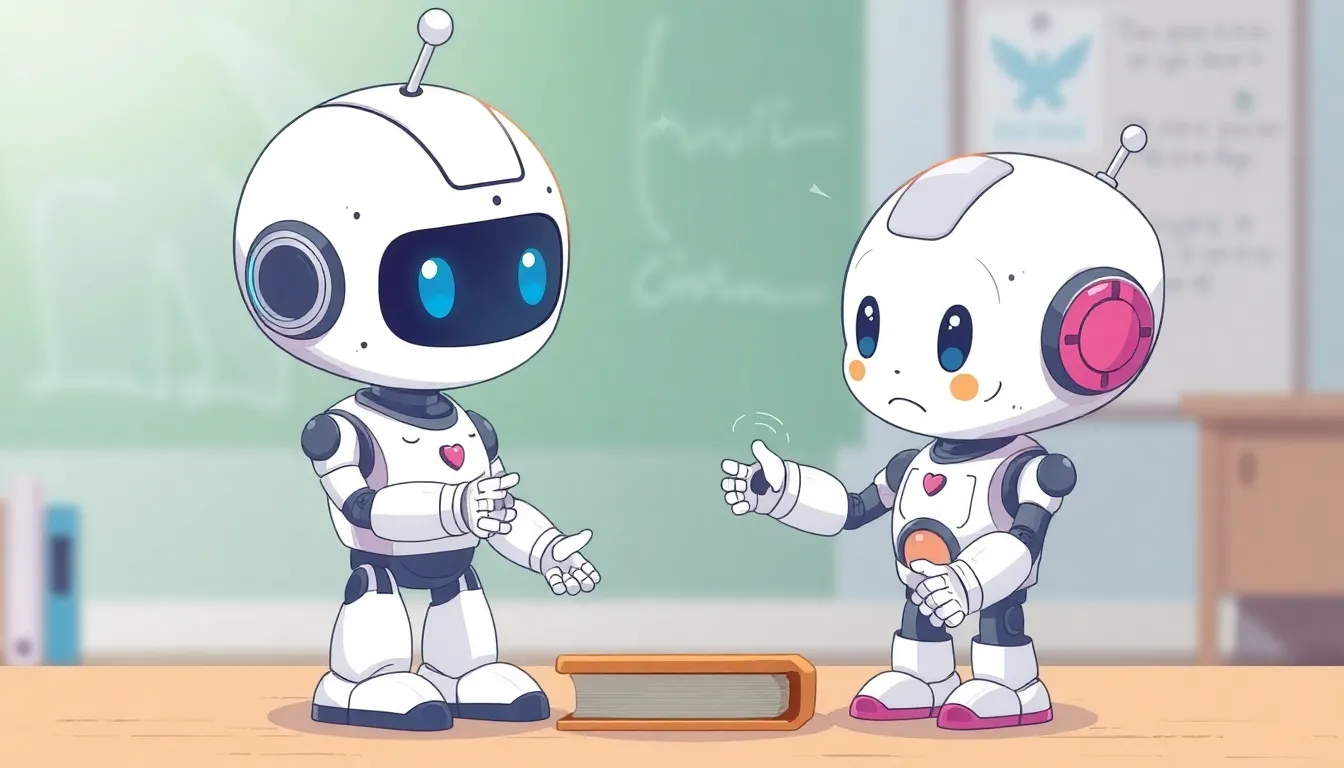 ロボットが別のロボットに教えているかわいいイラスト