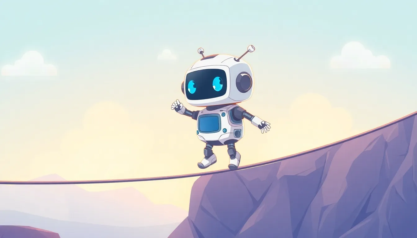 綱渡りするAIロボット