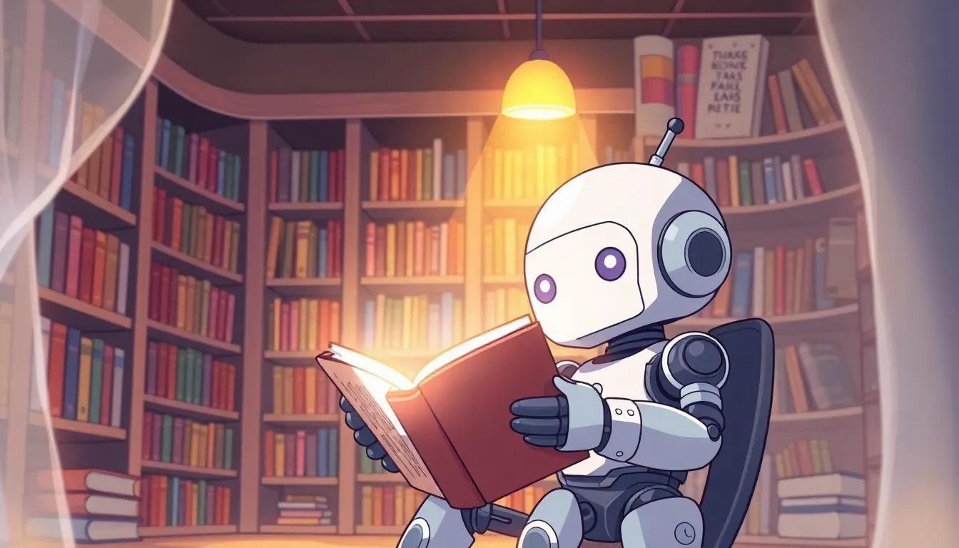 図書館で本を読むロボット