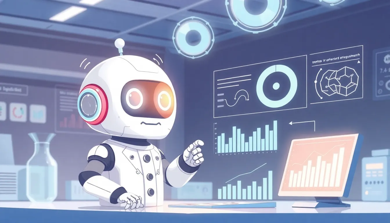 データを分析する可愛いロボット科学者