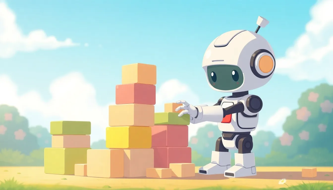 積み木を積むAIロボット