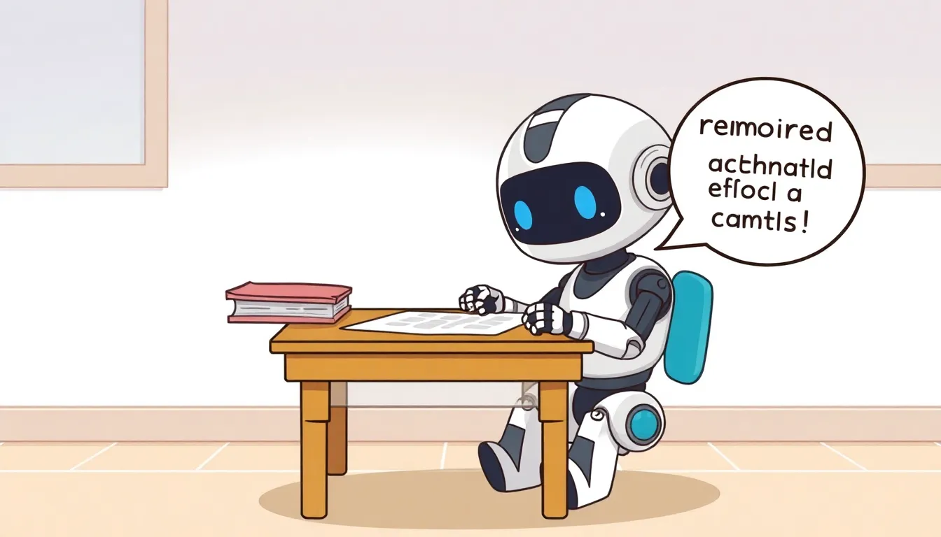 AI robot taking an exam, confused