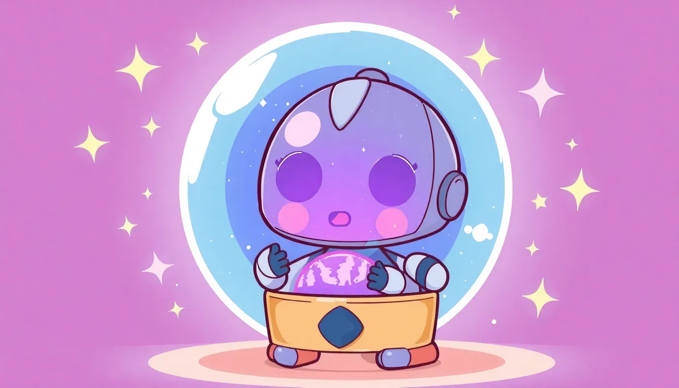 水晶玉を覗くロボット