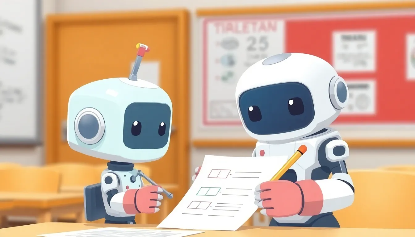 試験に挑むAIロボット