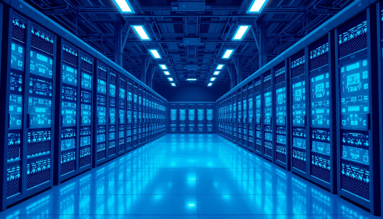 未来的なデータセンターのイラスト