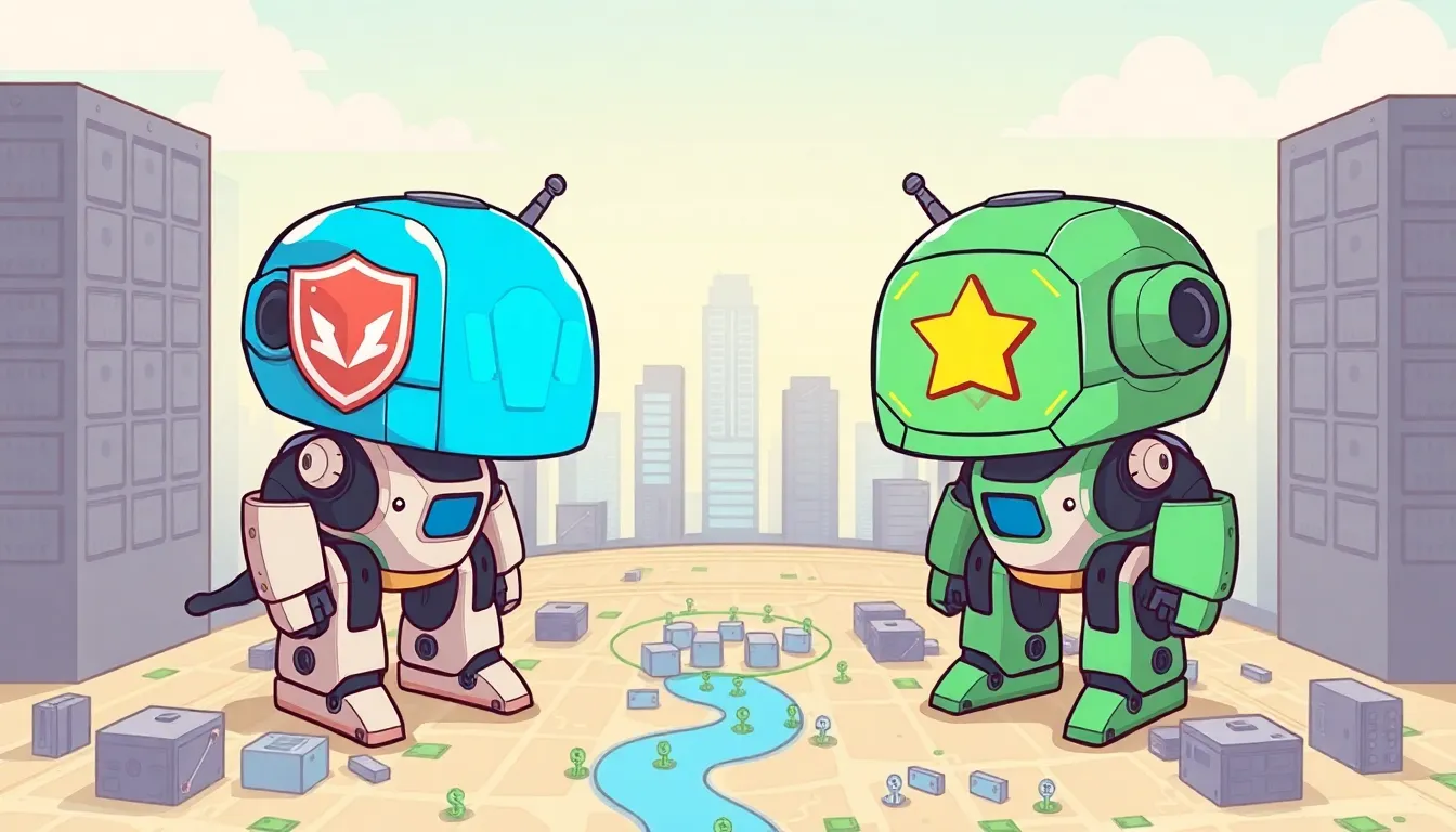 Anthropic vs OpenAI インフラ戦争のイラスト