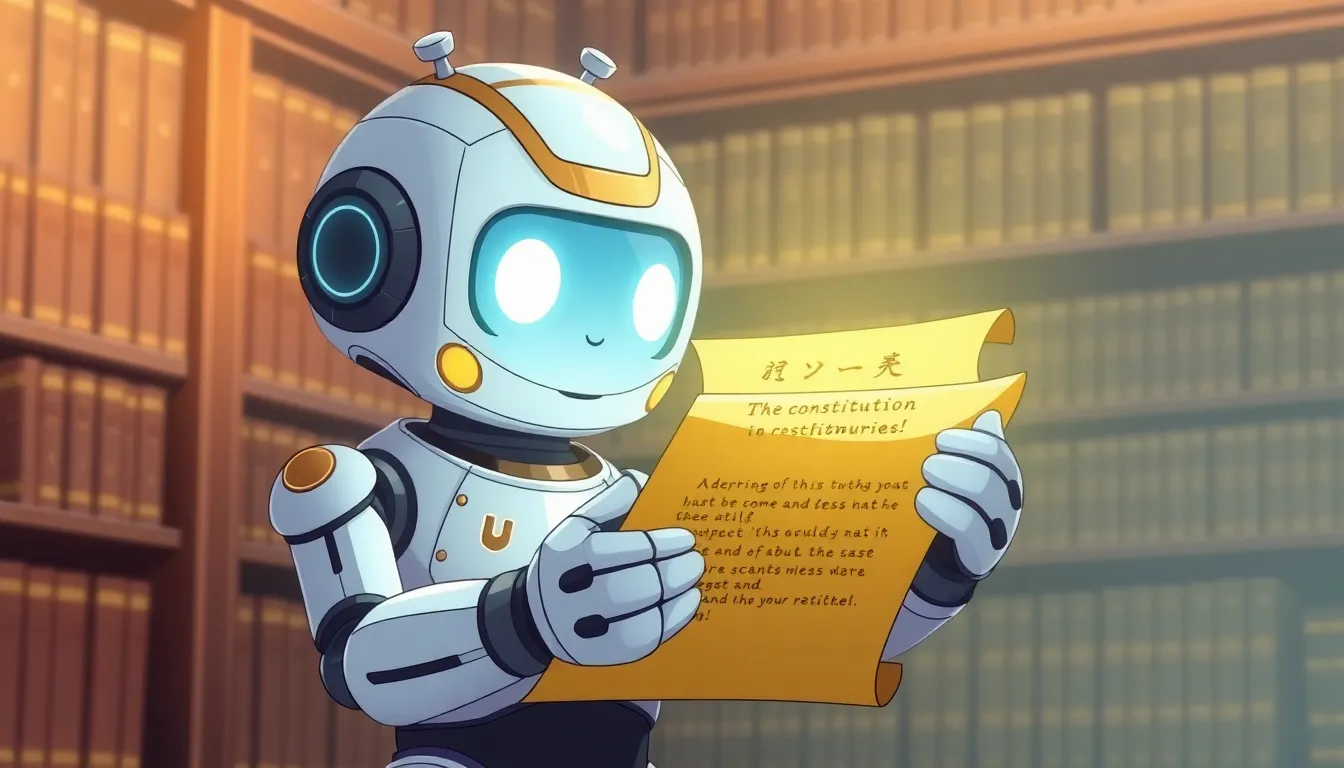 倫理の本を読むかわいいAIロボット