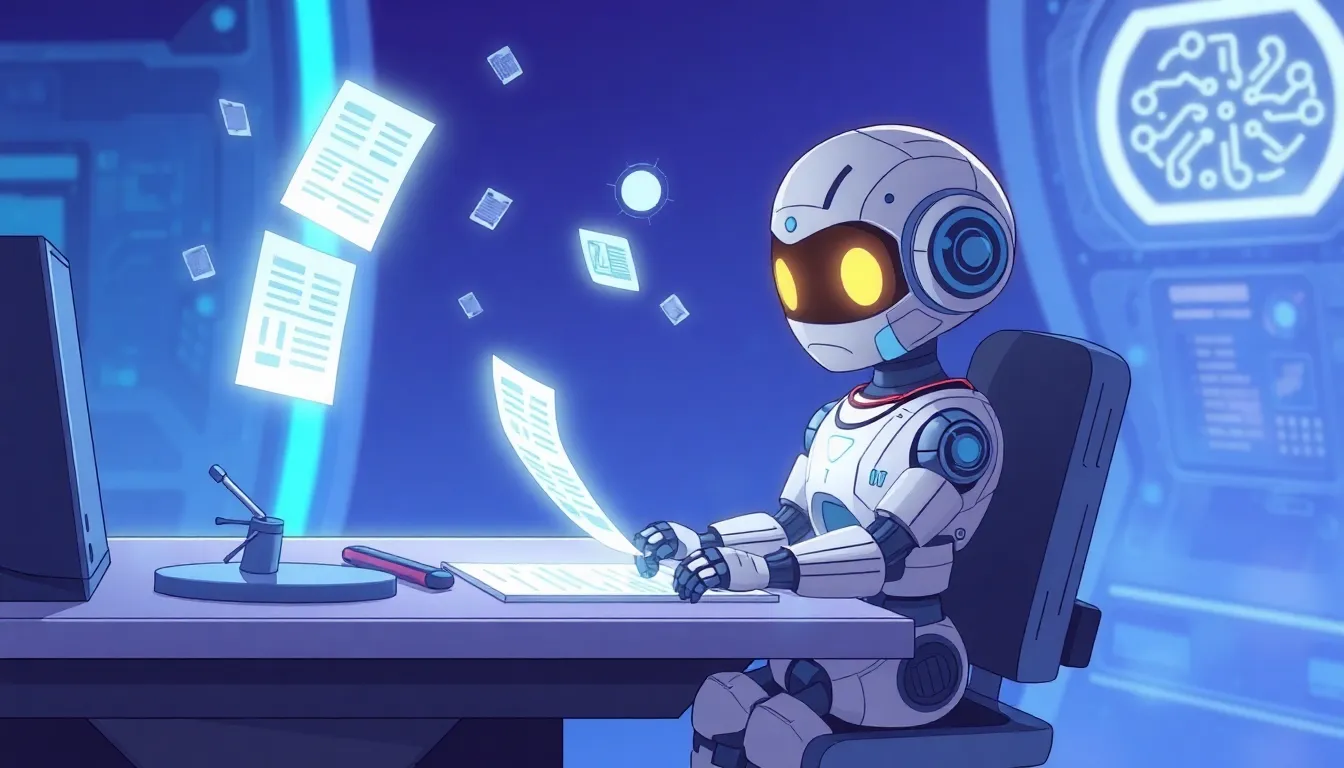 AI assistant studying futuristic documents
