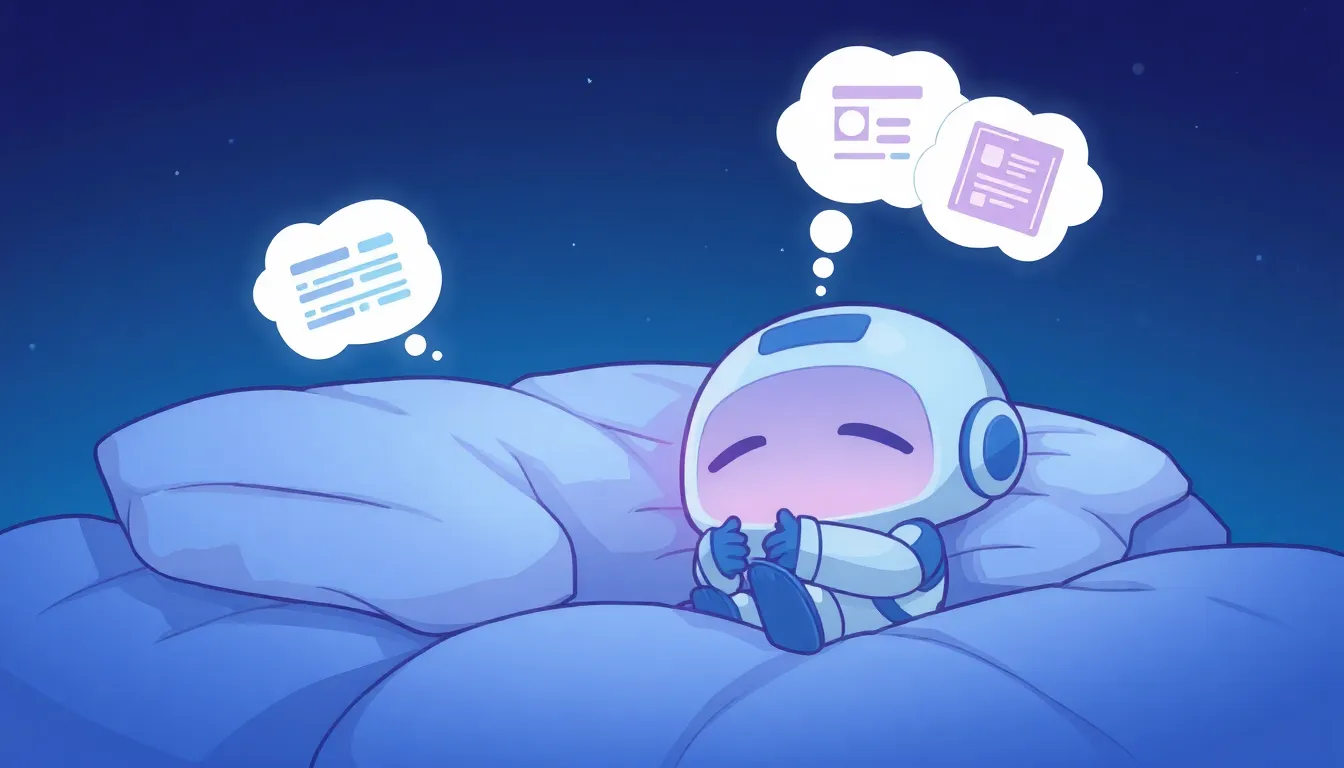 夢を見るAIロボットのイラスト
