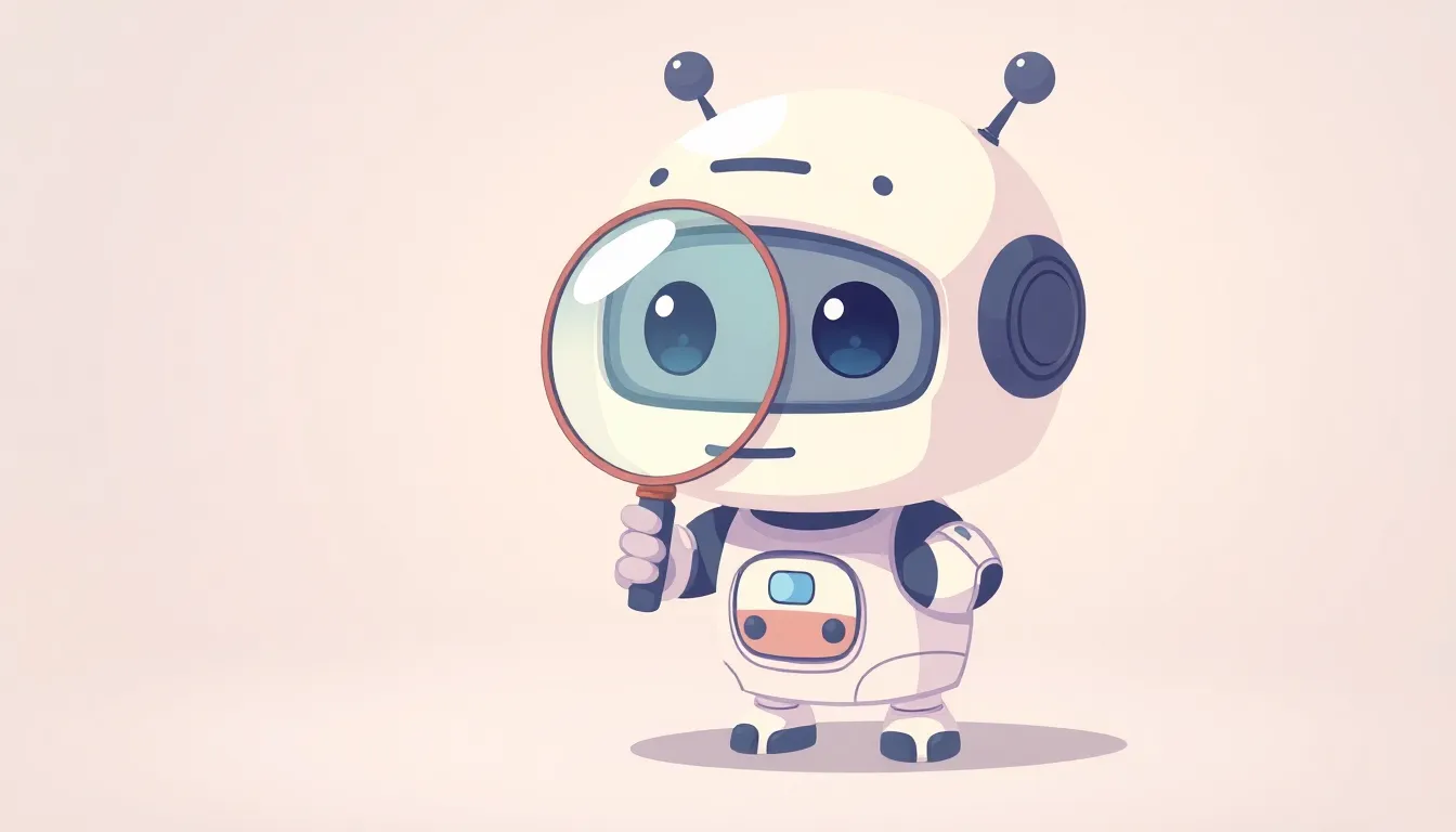 虫眼鏡を持ったかわいいロボット探偵