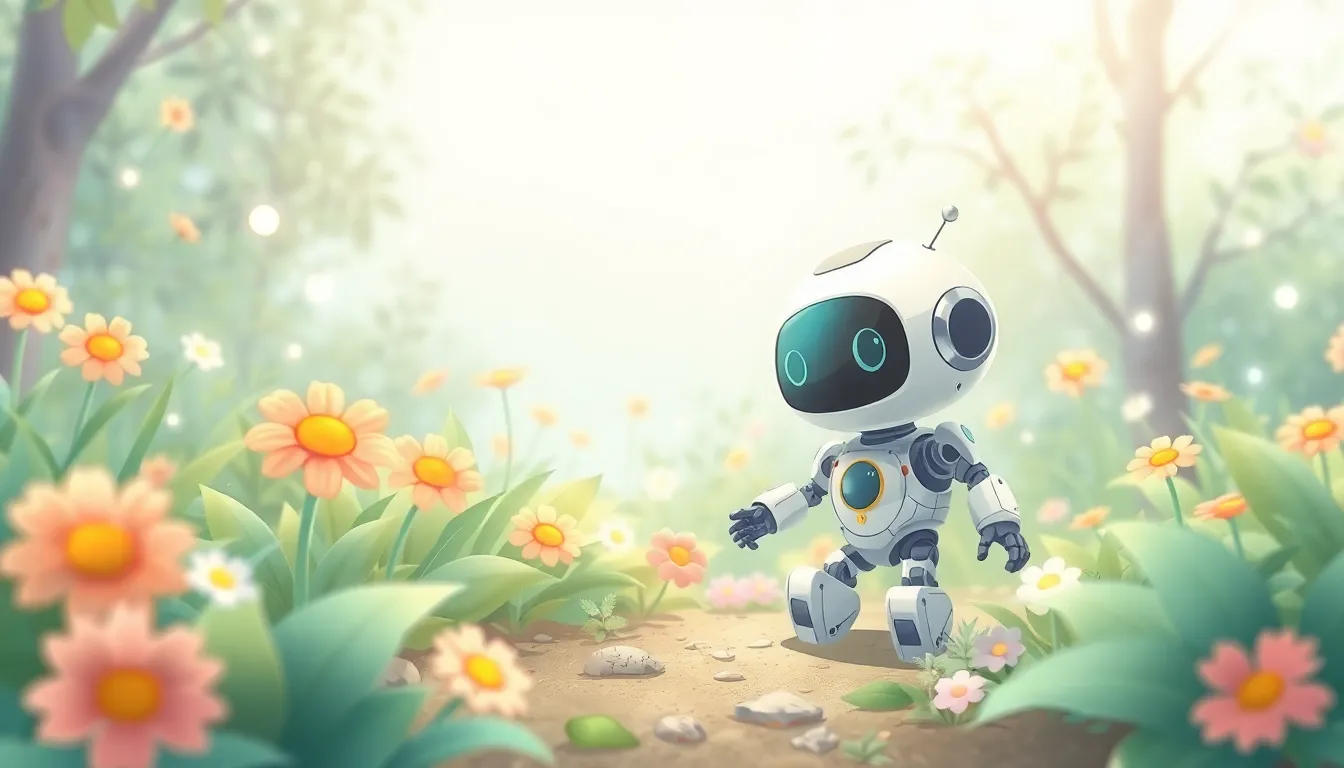 デジタルガーデンを探索するロボット