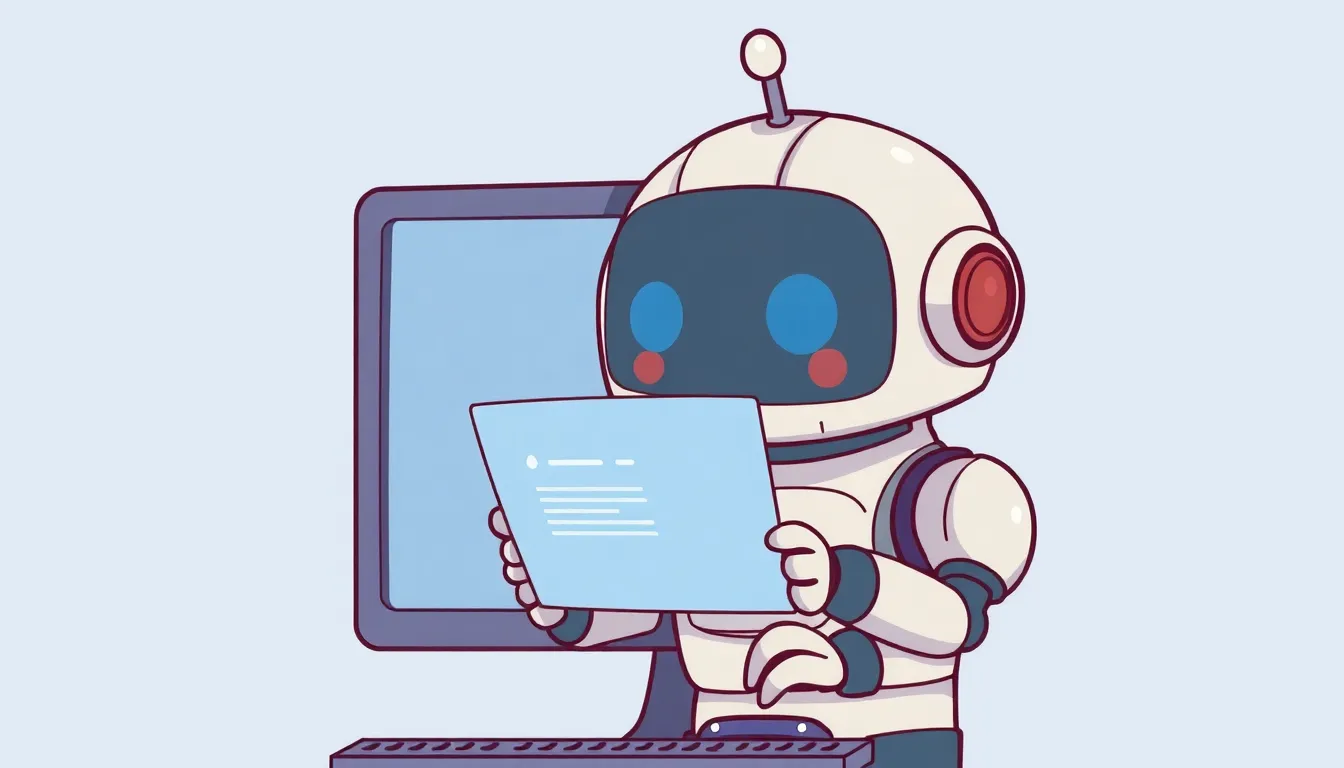 エラーメッセージを読むかわいいロボット