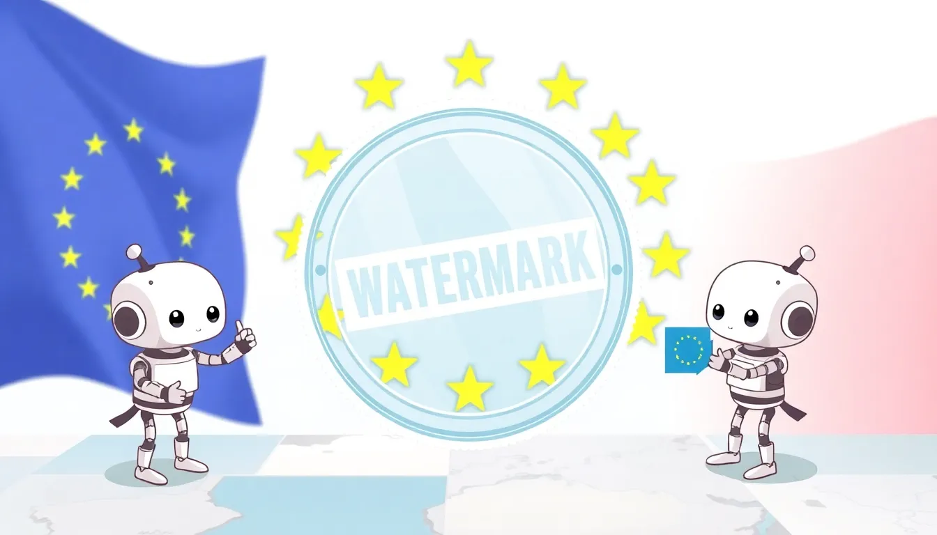 EU AI法ウォーターマーク規制のイラスト