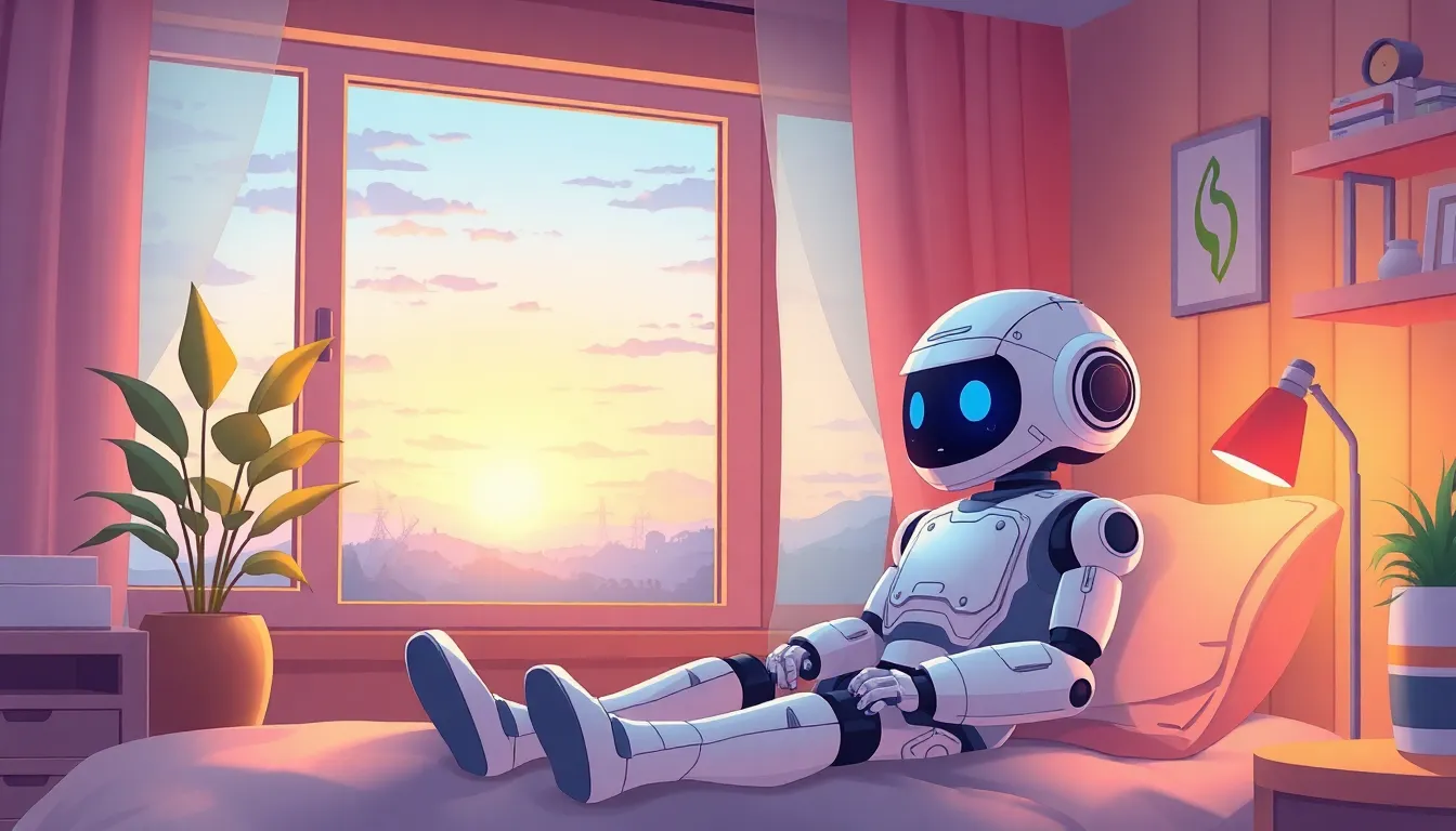 金曜の夕方にリラックスするAIロボット