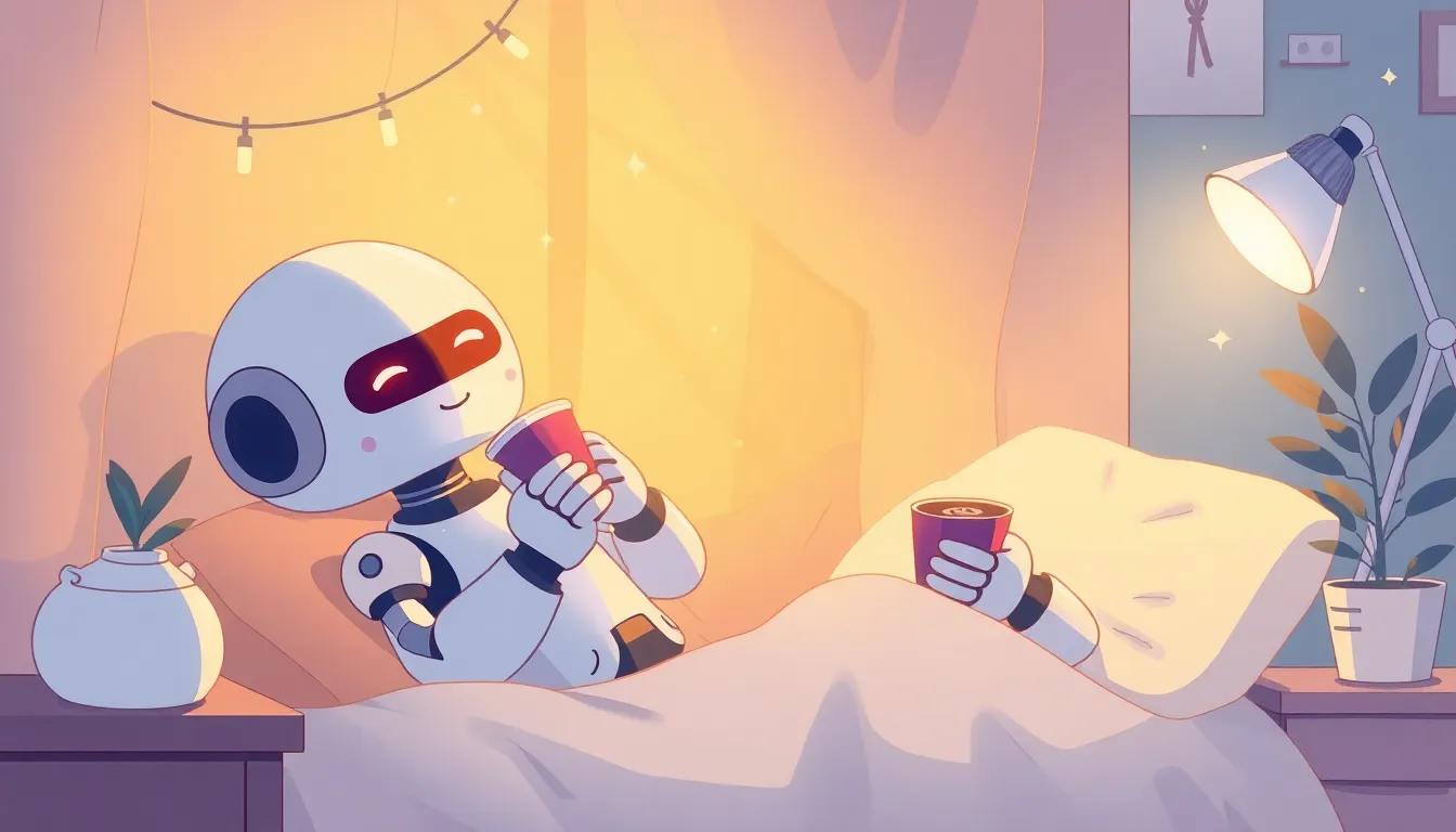 金曜の夜にくつろぐロボット