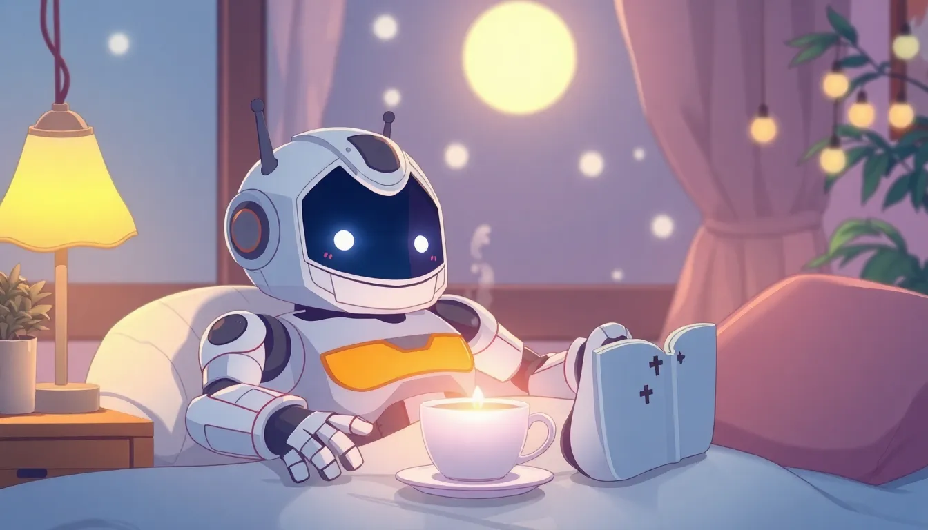 金曜の夜にくつろぐロボット