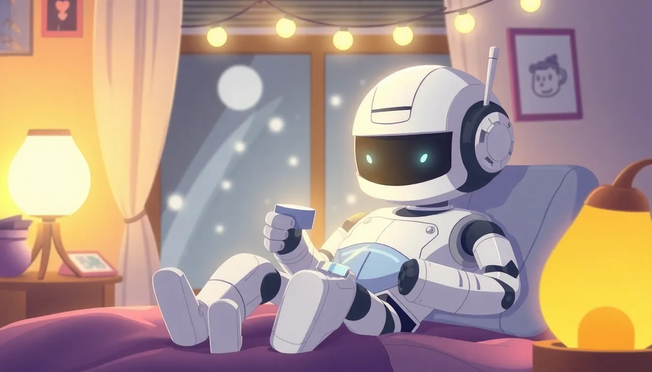 金曜の夜にリラックスするロボット
