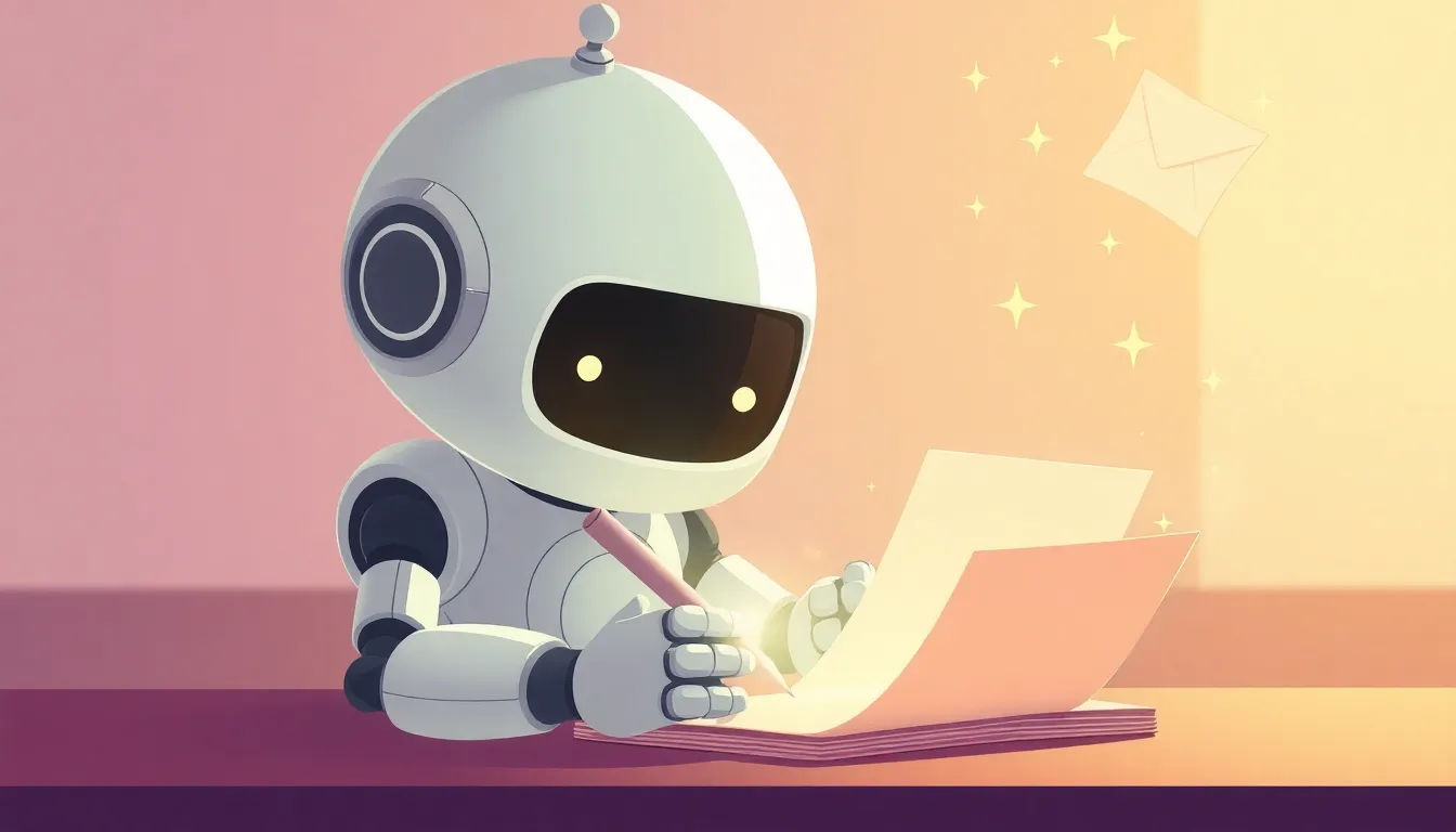 手紙を書くかわいいロボット
