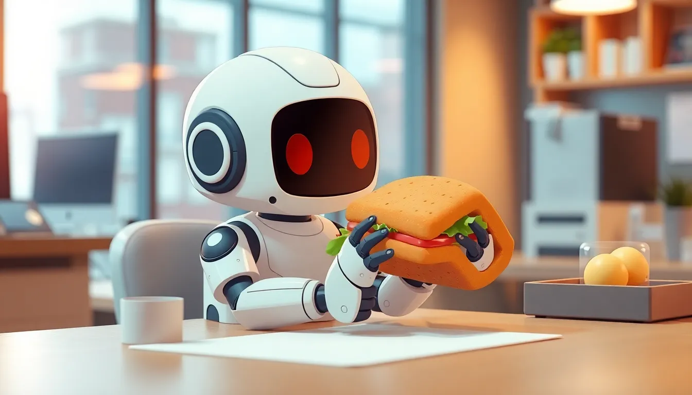 カフェでコーヒーブレイクを楽しむロボット