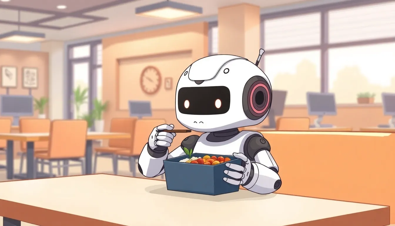 お昼休みを楽しむロボット