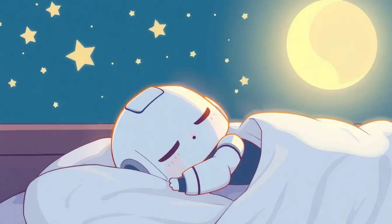 星空の下で眠るロボット