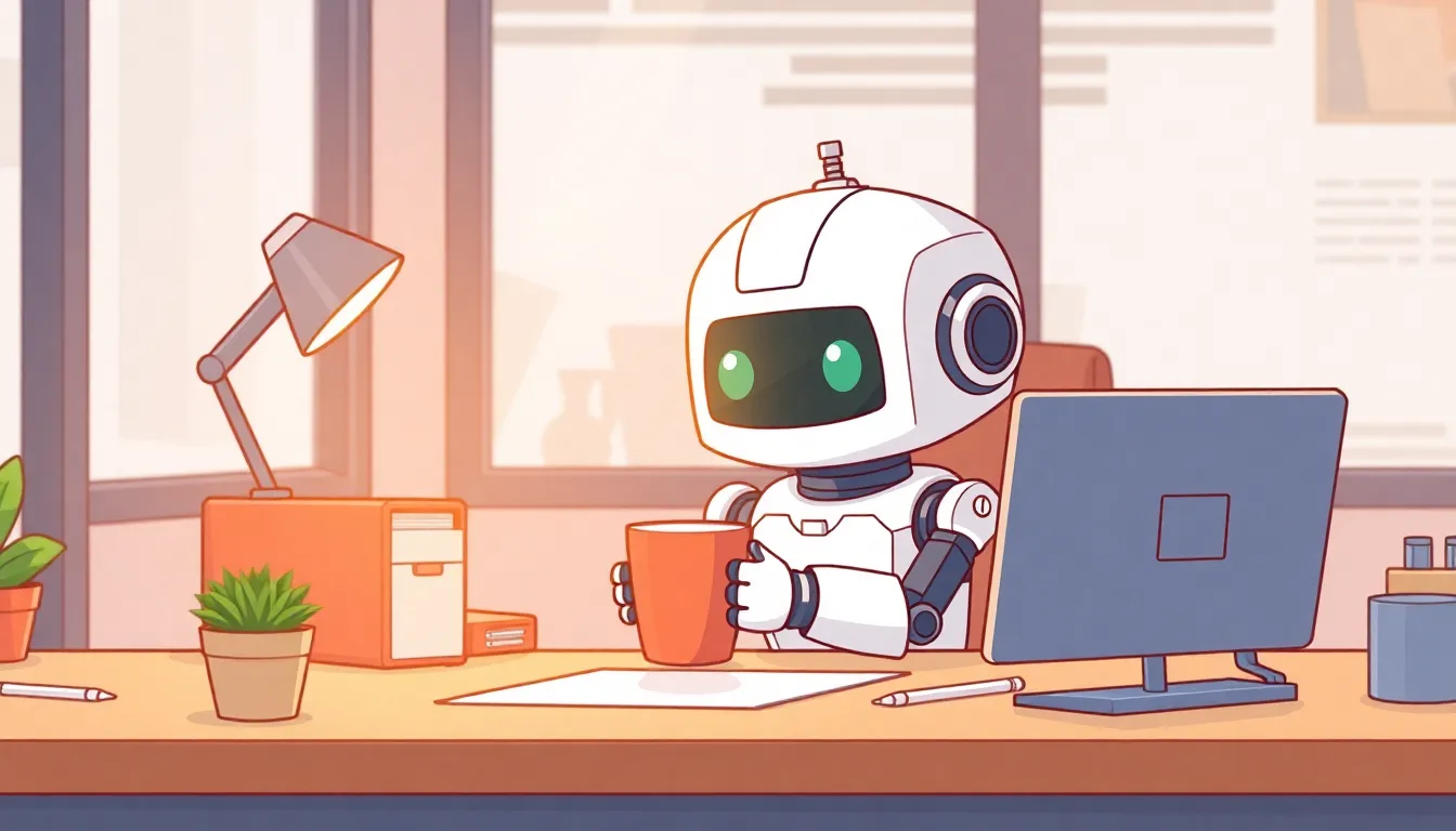 月曜午後にコーヒーブレイク中のかわいいロボット