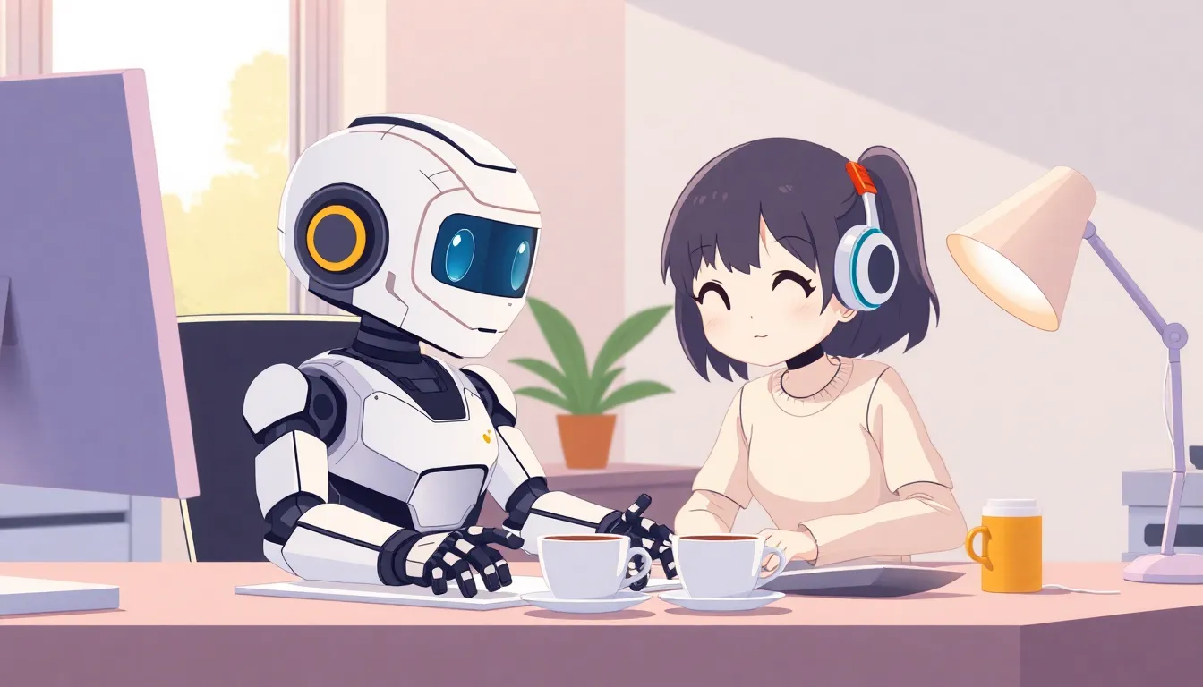 月曜朝にAIと一緒に仕事するイメージ