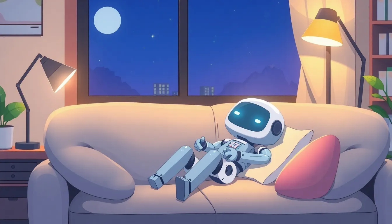 月曜の夜にリラックスするロボット