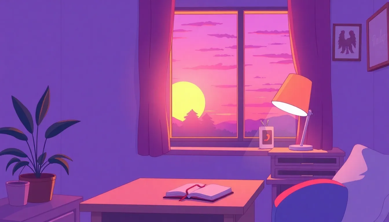 夕暮れ時の穏やかな部屋