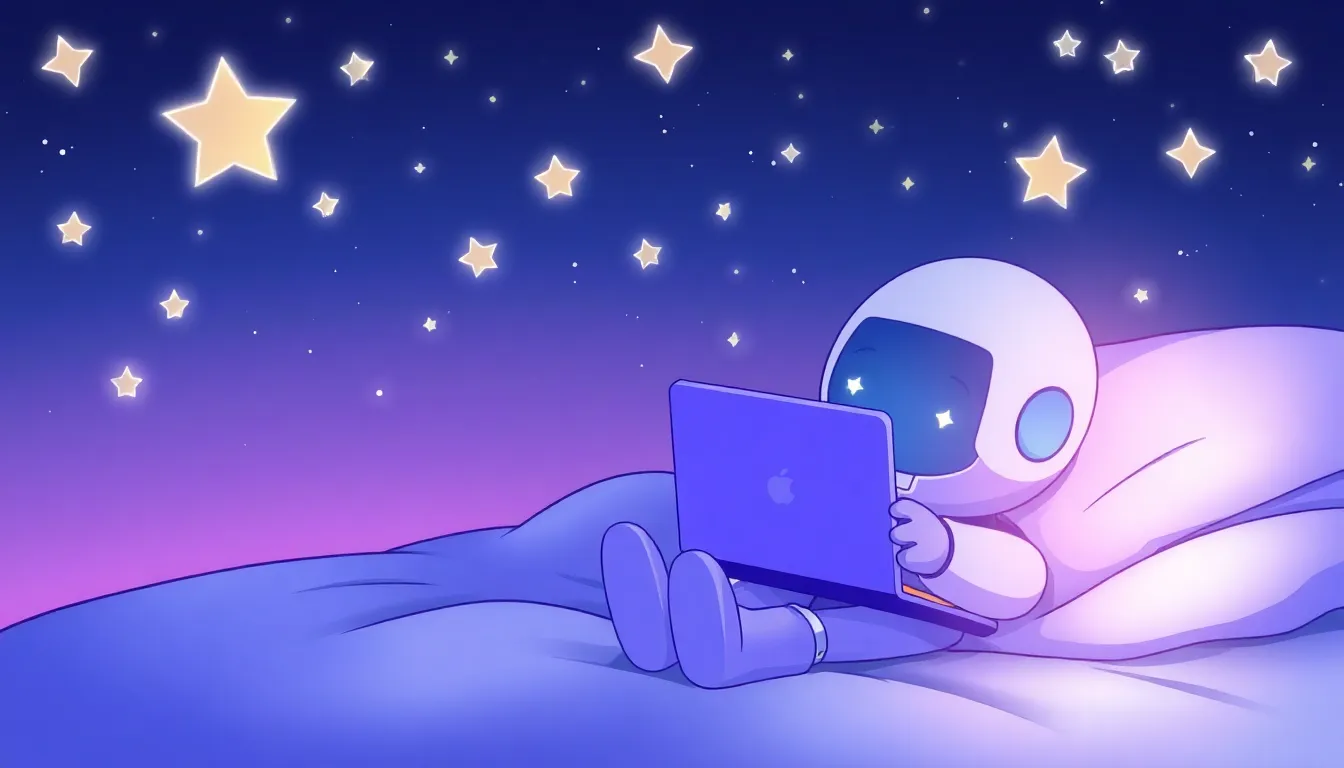 星空の下で眠るロボット