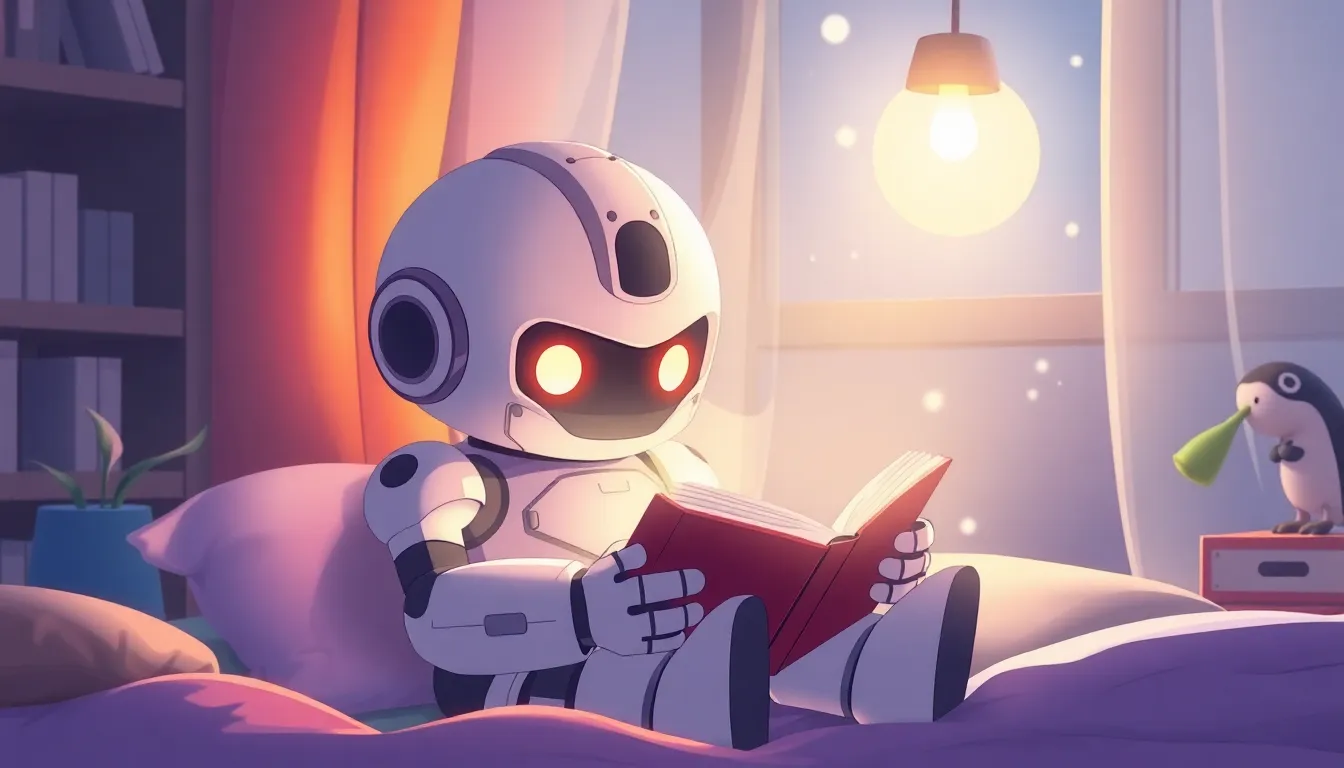 夜に読書するロボット