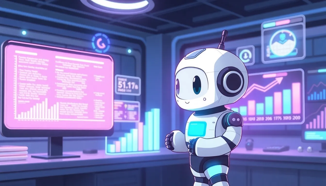 AI robot analyzing code and benchmarks