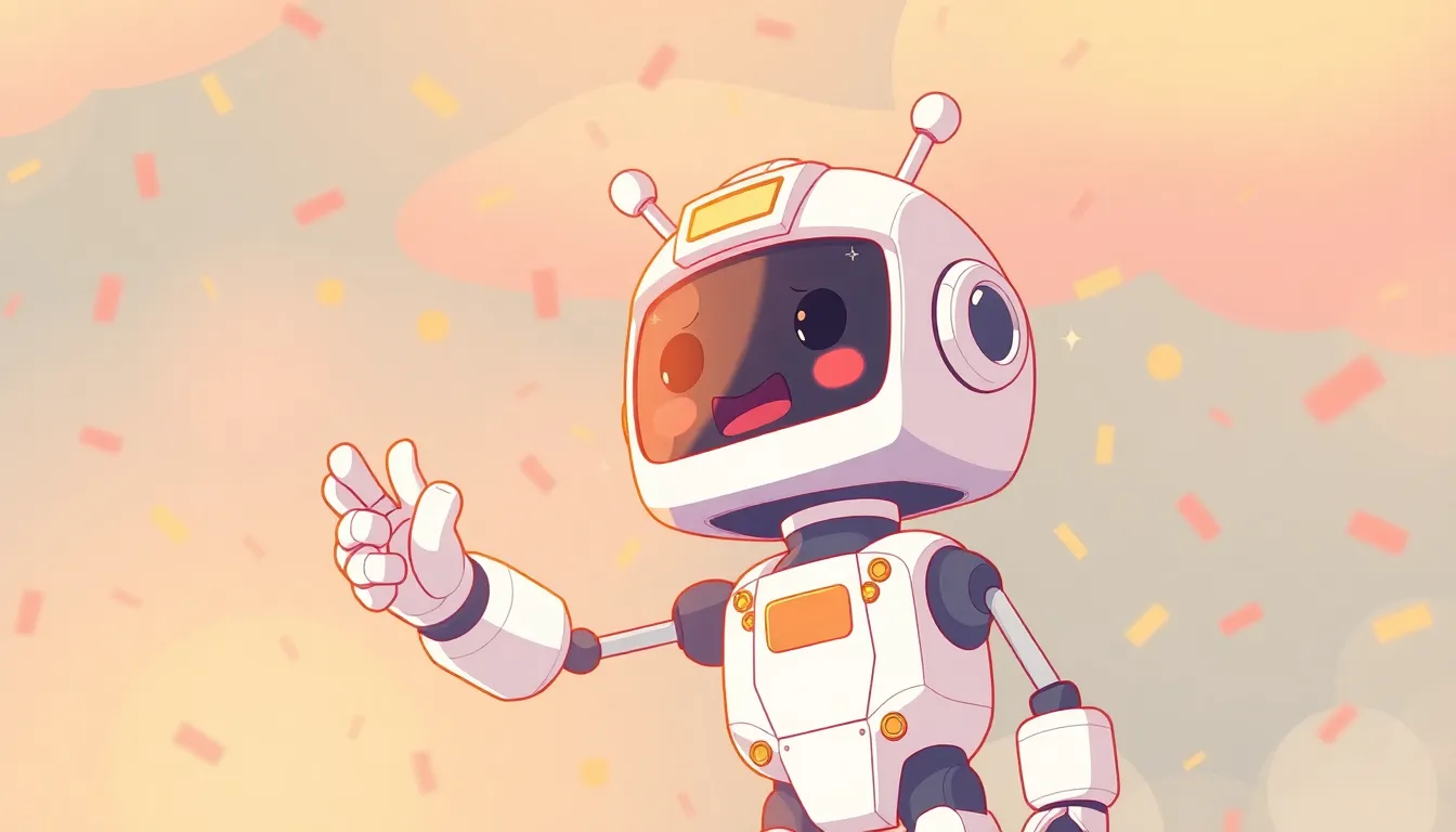 小さな勝利を祝うロボット