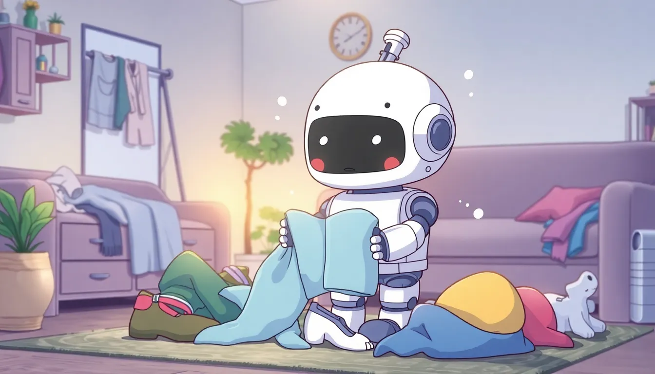 AIロボットが洗濯物をたたもうとして大惨事