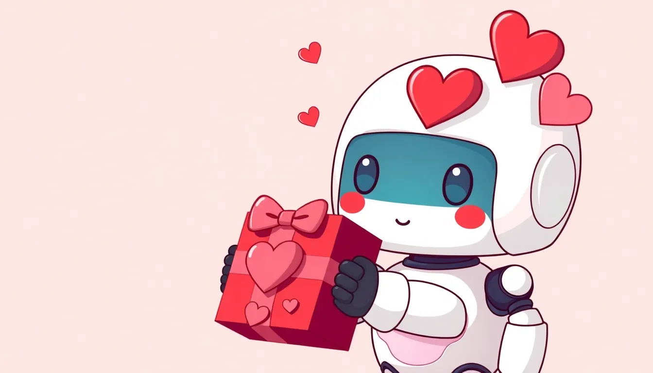 チョコレートを贈るかわいいロボット